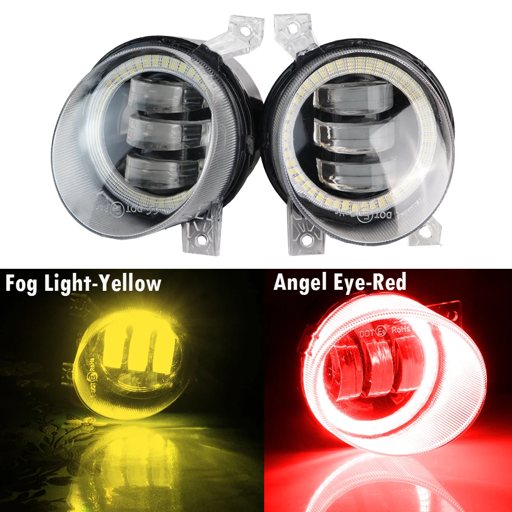 2 X Car Front LED Fog Light DRL Canbus Angel Eye Fog Daytime