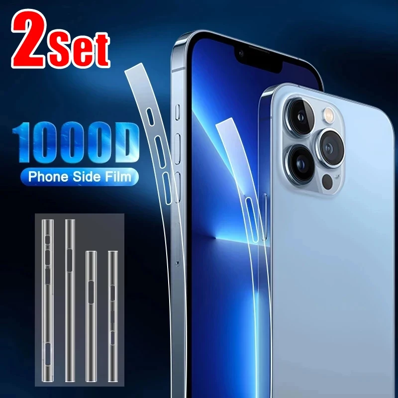 Carbon Fiber Sticker Clear Matte Phone Side Film For iPhone 15 14 Plus 13 Pro Max 12 Mini Frame Protective Border Hydrogel Film