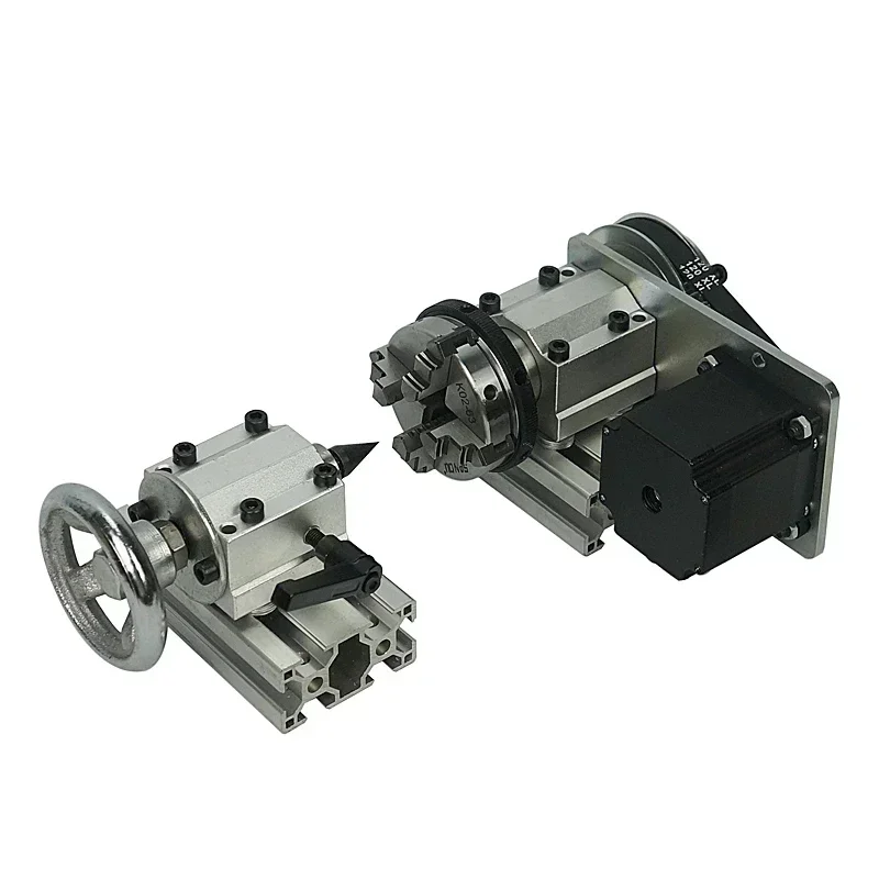 Center Height 51mm Rotary Axis A Axis with Chuck for DIY CNC Router Wood Milling Machine