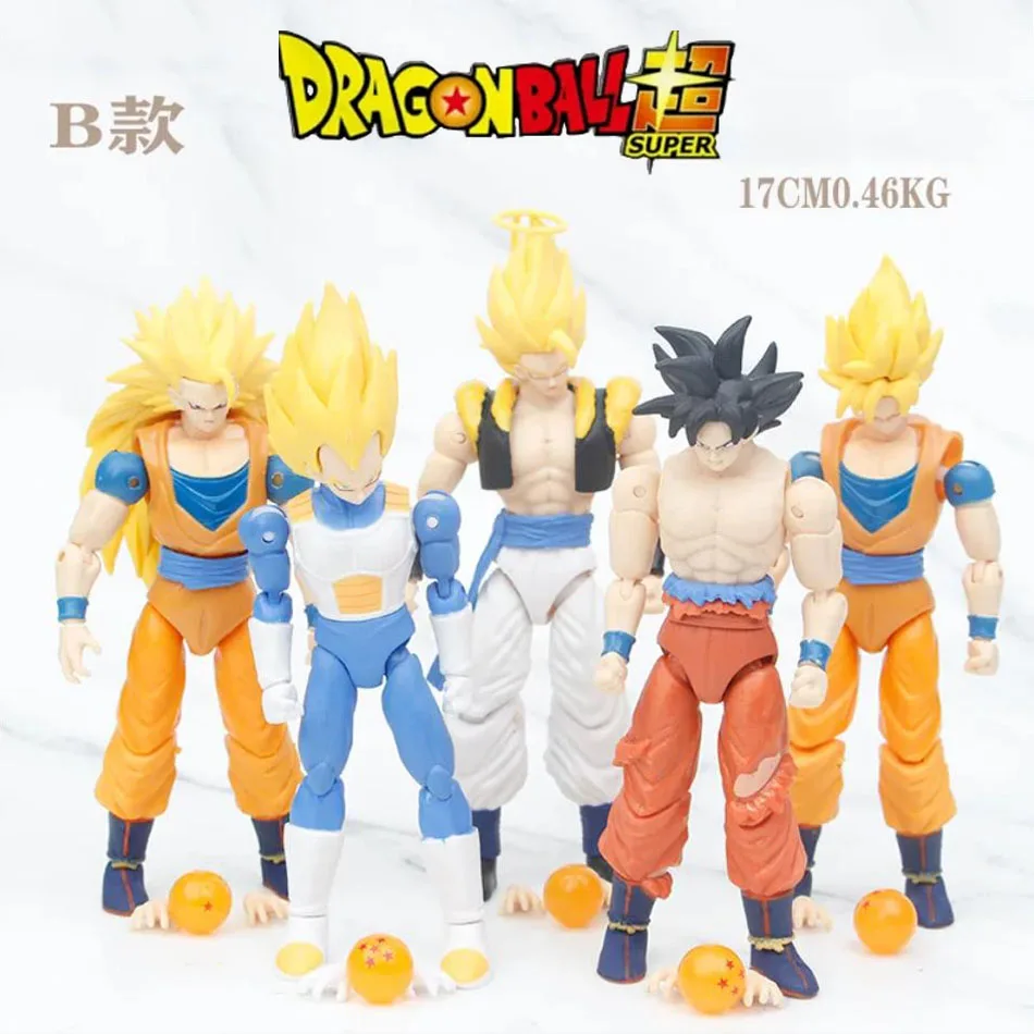 5 Pcs/Set Dragon Ball Action Figures Son Goku Vegeta Gogeta Super Saiyan Change Head Figurine Ornament Gifts