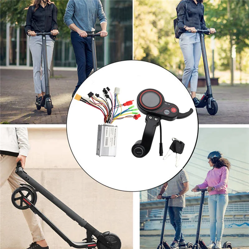 Pengendali A13F-48V + Meteran Jarak Tempuh ZQ-100 dengan Meteran Skuter Listrik Dapat Disesuaikan Kecepatan Kunci 6 Pin Bagian Tampilan untuk Scoot Listrik