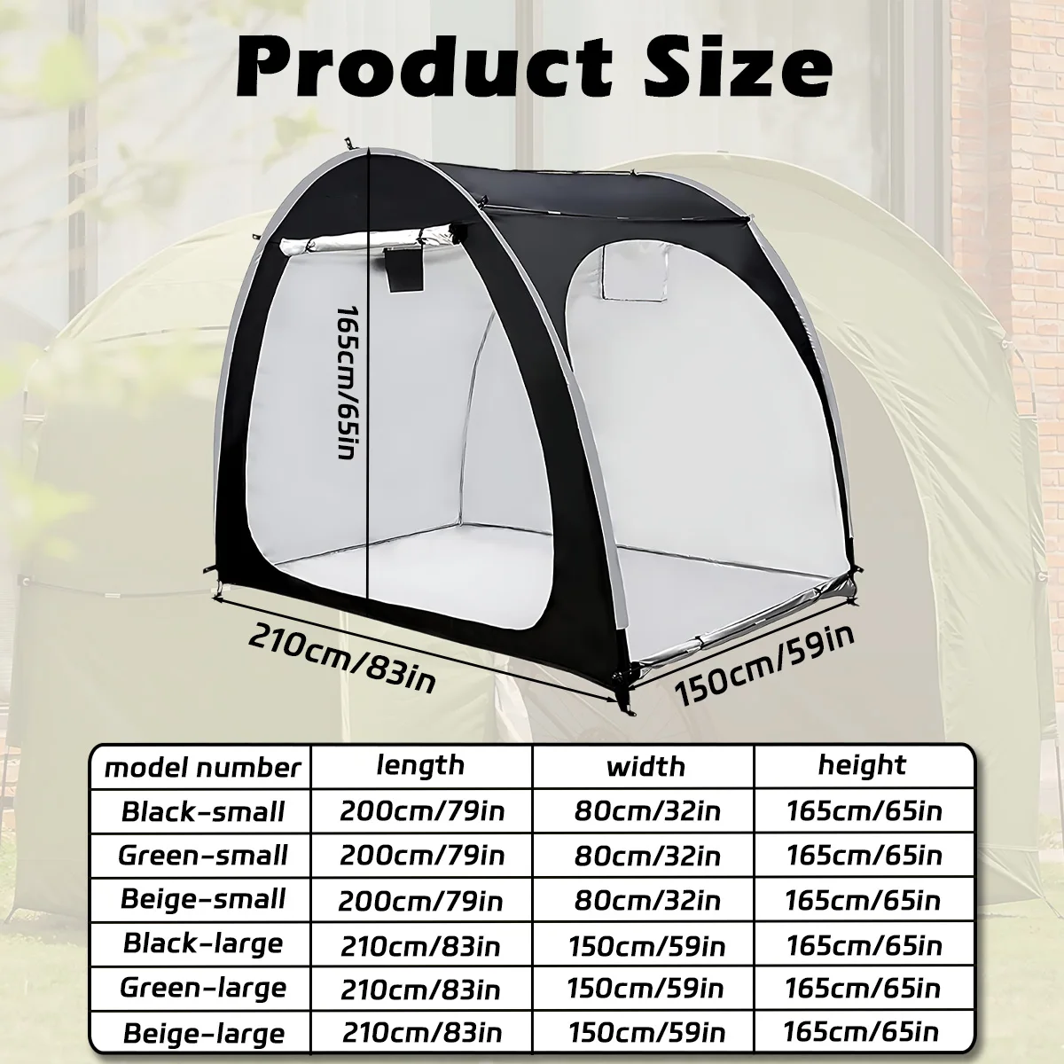 2‑3 Bikes Bike Storage Shed for Patio, Spacious Bicycle Tent, Portable Shelter for Courtyard Bike Organizing
