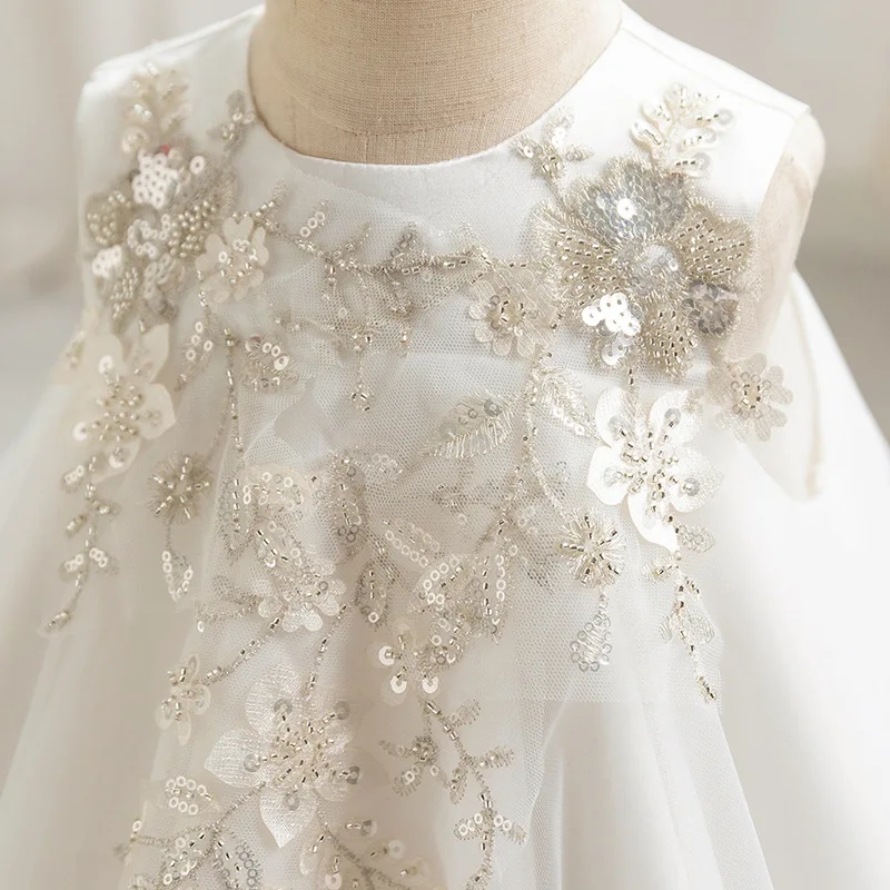 Vestido de bebé para niña, falda de princesa, gasa esponjosa sin mangas, vestido de banquete de celebración de cumpleaños de niña de flores