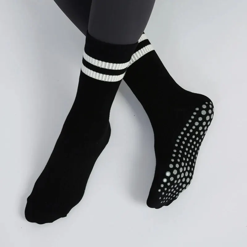 Mid-tube Women Pilates Socks Breathable Anti-Slip Yoga Socks Cotton Ladies Ballet Dance Elasticity Fitness Sports Socks