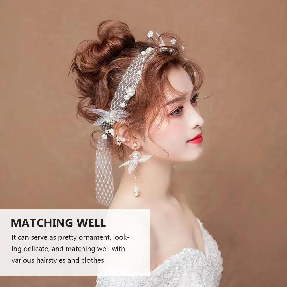 

1Pcs Bridal Hair Accessories Pearl Flower Headband Delicate Headdress Wedding Party Festival Hairband Headdress for Bride