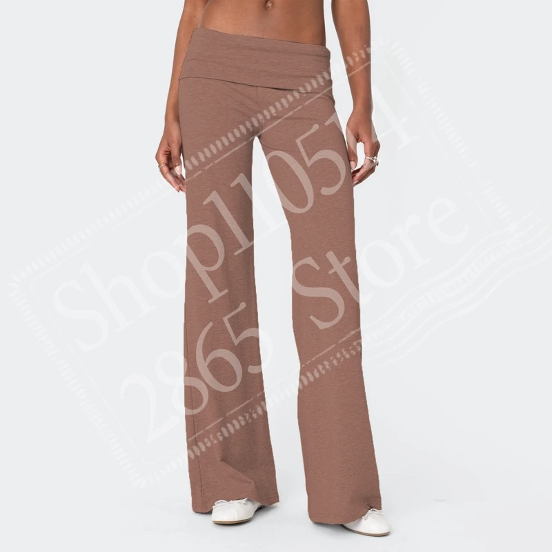 Casual Wide Leg Sweatpants for Women Fold Over Low Rise Flare Yoga Lounge Pants Back to School Clothes for Teen Girls Outfits view 5
