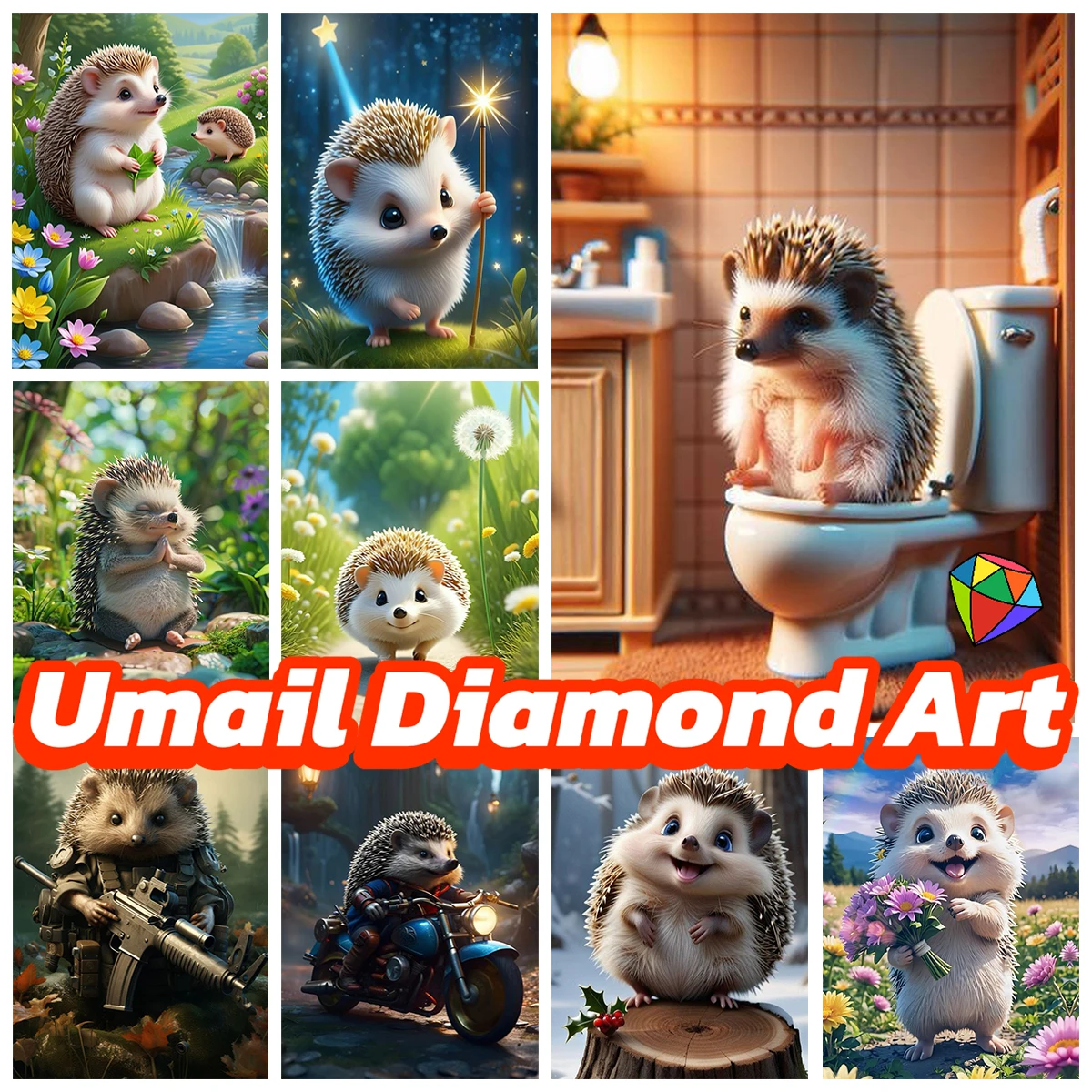 

Cute Little Hedgehog Diamond Painting Kit Cartoon Animals Picture DIY Diamond Embroidery Cross Stitch Kid Hand Mosaic Room Decor