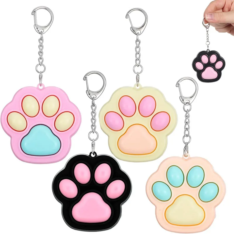 Creative Trendy Cat Paw Fidget Keychain Decompression Button Finger Clicker Toys Best Stress And Anxiety Relief Gifts