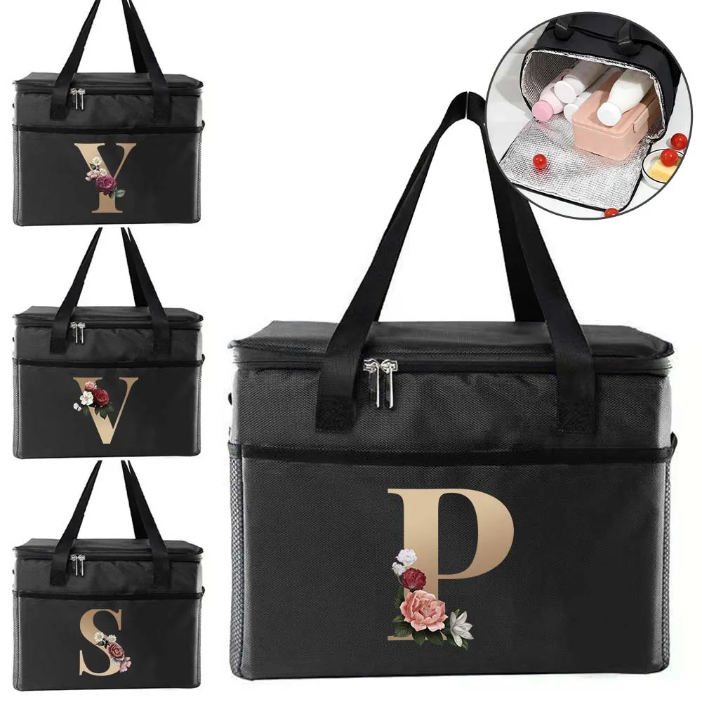 

Thermal Food Bag Large Capacity Lunch Bags Thermal Insulation Picnic Food Ice Bag Dinner Storage Bags Original Goldletter Series