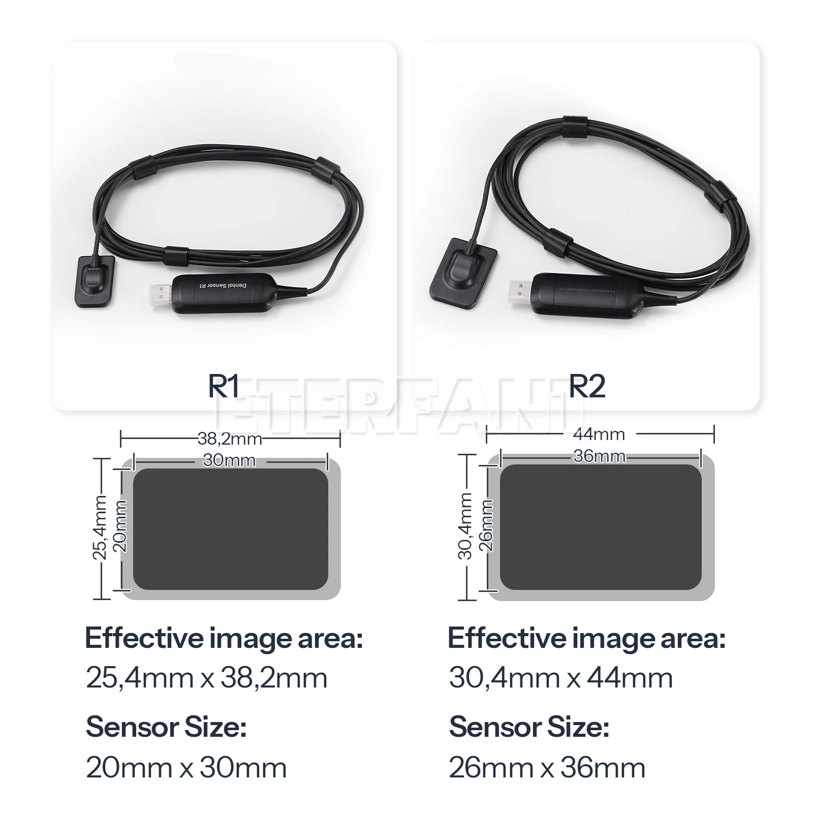 ENTERFANT Dimensioni 1/2 Sistema di immagini a raggi X dentali Sensore a raggi X digitale RVG intraorale Imaging super chiaro Comfort ultrasottile