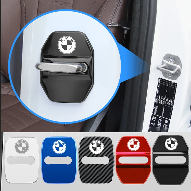 4pcs Car Styling Door Lock Cover Emblems Case For BMW  M X1 X5 X6 X7 Power E46 E39 Stainless Steel Protective Cover Accessories