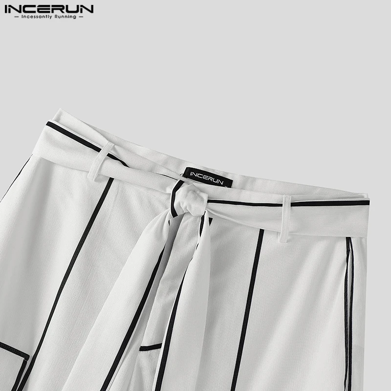 INCERUN الرجال السراويل المرقعة ركض الدانتيل يصل زر فضفاض بنطلون الرجال جيوب الشارع الشهير موضة عادية الذكور سروال قصير