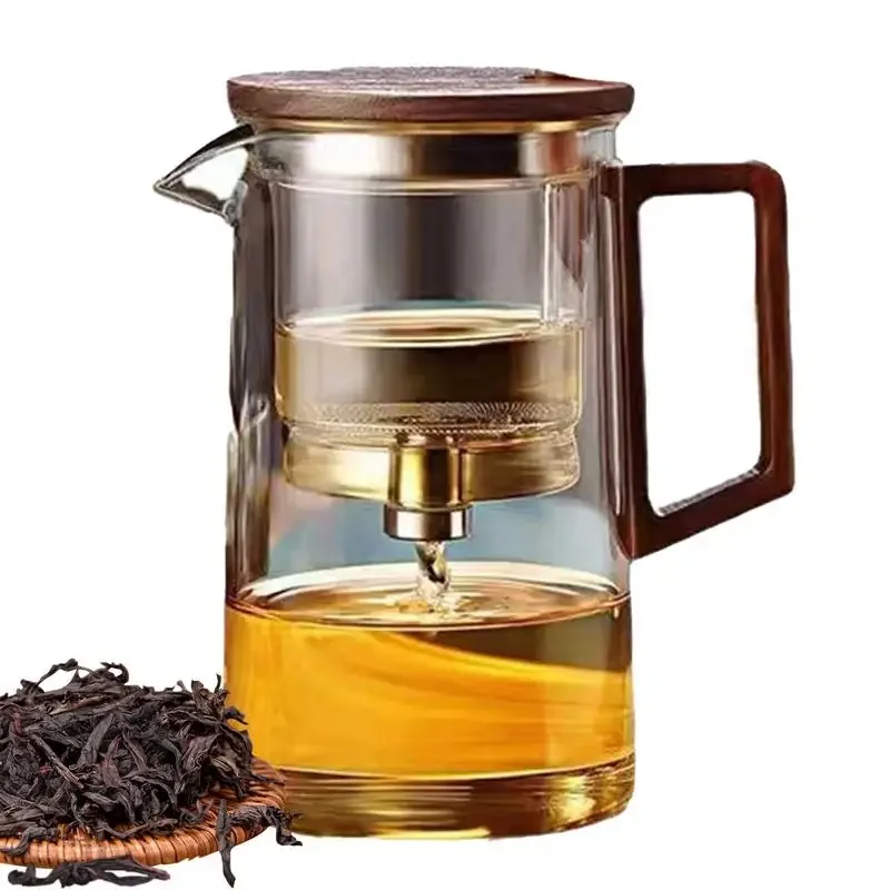 

Glass Teapot Filter 500Ml/750ml Glass Water Separation Tea Pot With Strainer Ergonomic Tea Maker With Wooden Handle Dishwasher