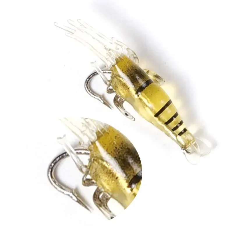 

Luya simulation 4cm small grass shrimp luminous hooked shrimp bass kill sea fishing freshwater fake bait soft bait realistic