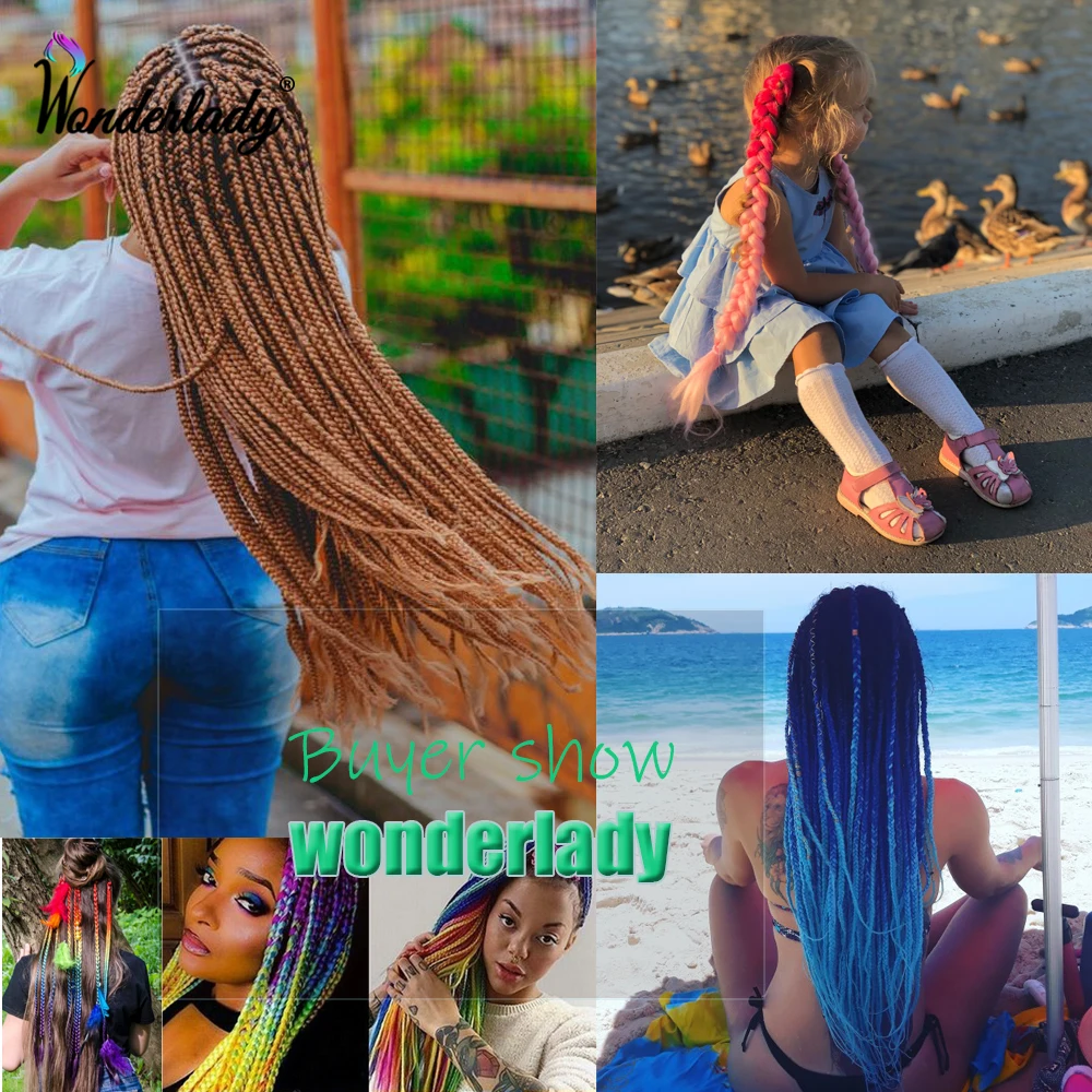 Wonderlady 24 "100G Ombre ต่อผมเปียจัมโบ้ braids สีสันวิกผมปลอมสำหรับผู้หญิงจัมโบ้ผมถักปลอมผมถักโครเชต์