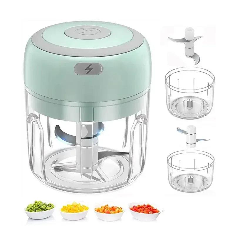 เครื่องบดกระเทียมไฟฟ้าแบบพกพา Veggie Chopper 100 ml ช้อนเครื่องบดกระเทียม Masher หัวหอม Chopper เครื่องปั่นผัก