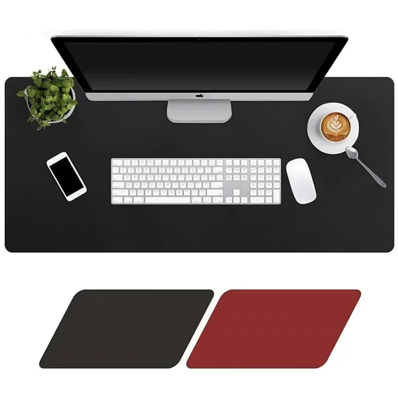 Home Double Sided PU Leather Desk Mat Large Waterproof Desk Pad Table Protector Office Gaming Desk Mat with  Storage Strap