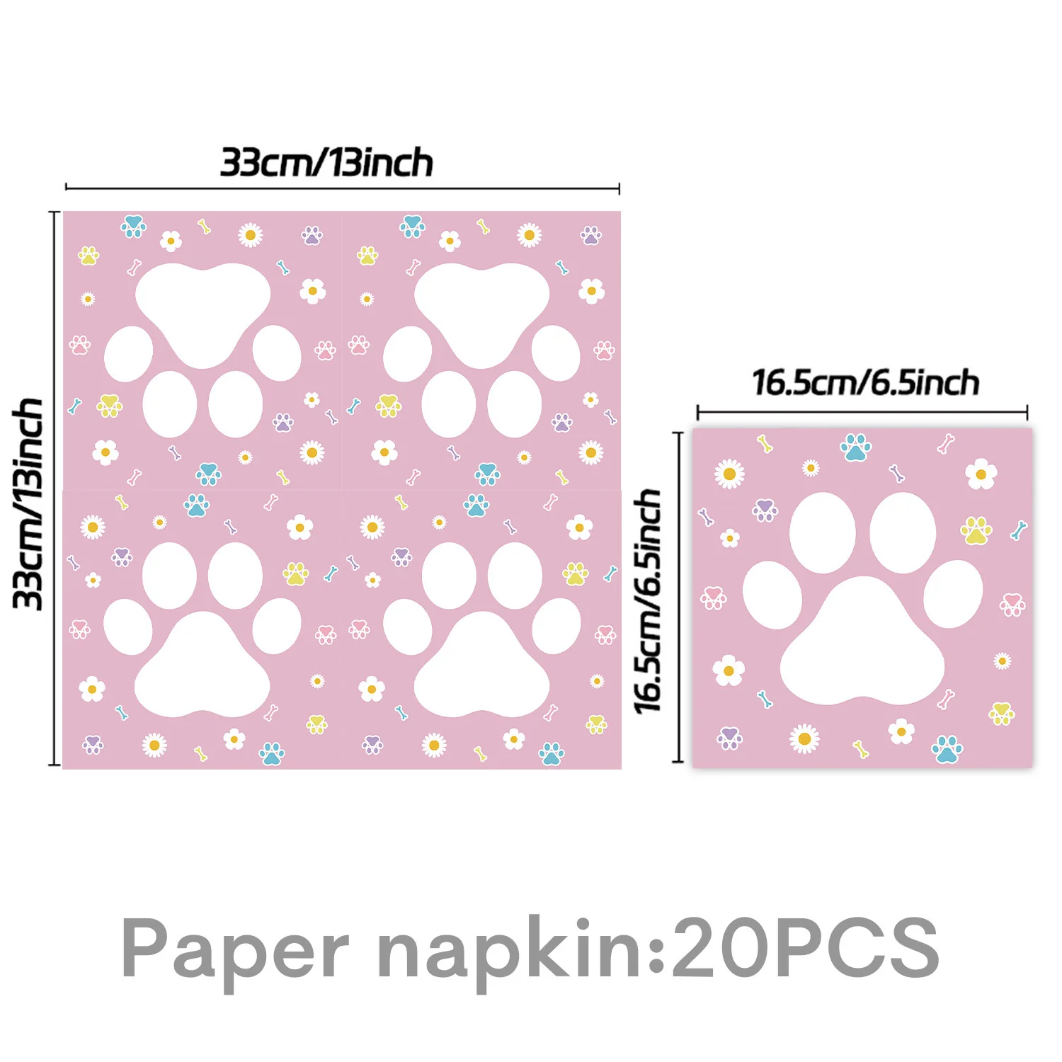 Rosa Pfotenabdruck Partygeschirr Hund Rosa Welpe Geburtstagsparty Pappteller Servietten Dekorationen Kinder Jungen Mädchen Babyparty – Detail 5
