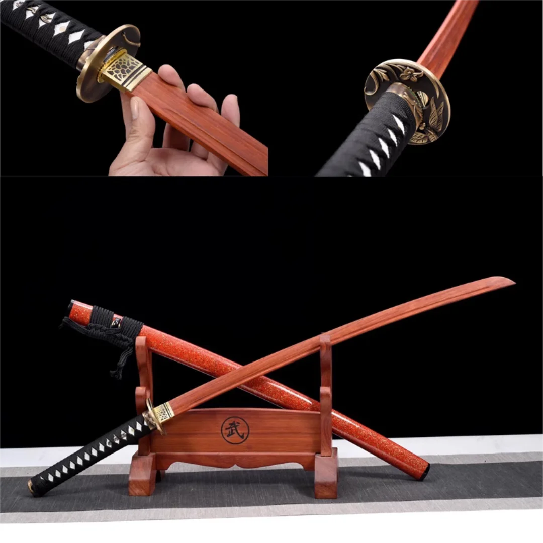 

High Quality Rosewood Blade Japanese Samurai Katana Juhe Sword Wooden Saya Fit Exercise Training Cosplay Weapon Props Unsharp
