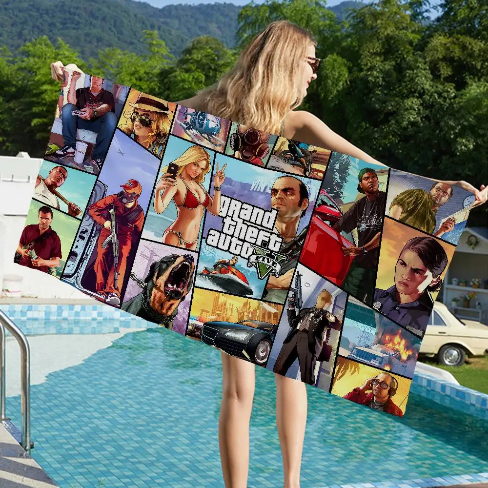منشفة سباحة على الشاطئ من Gta5 Anime، منشفة ناعمة ماصة، هدايا للأطفال للسفر والتخييم وصالة الألعاب الرياضية #4