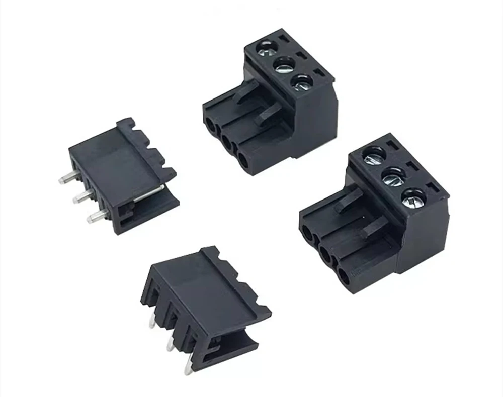 10Sets 2EDGK 5.08mm Black PlUG-IN Terminal Blocks Screw Type PCB Connector Right Angle Plug Pin Header Socket 2P 3P 4P 5P 6P 7P