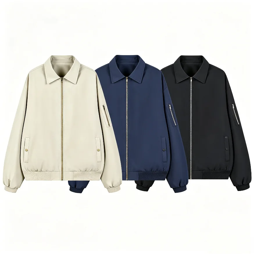 2026 Summer Lapel Jacket Men's Spring and Autumn Loose Trend American Retro Tooling Jacket