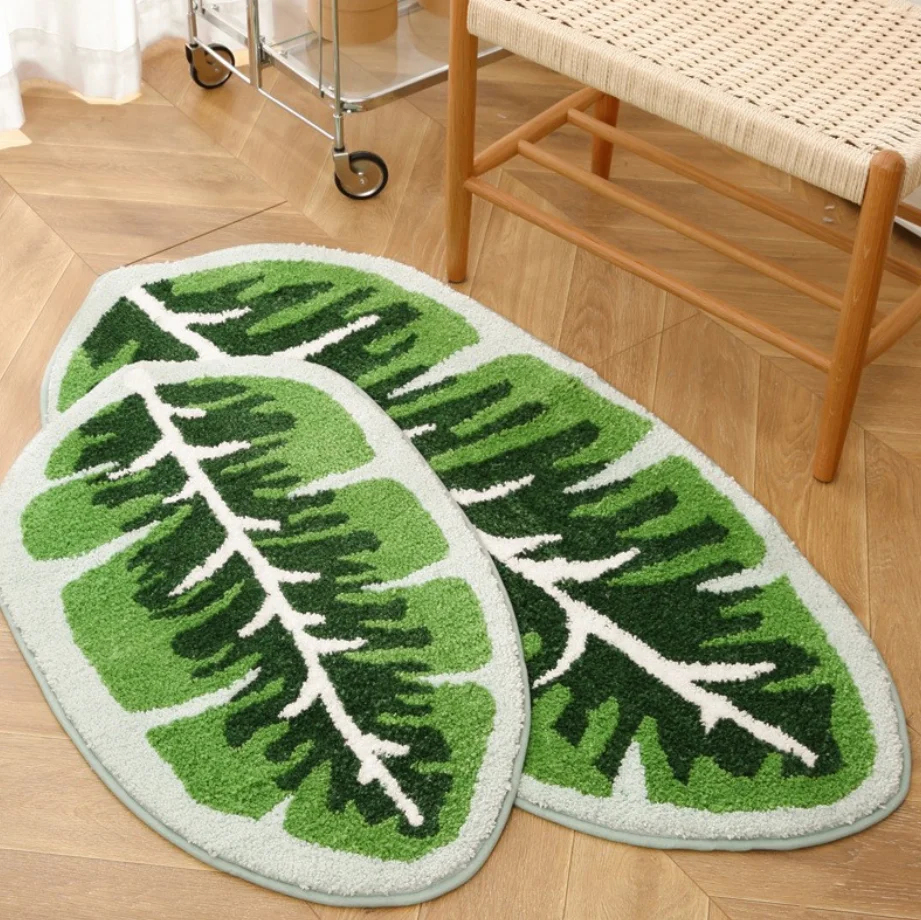 2026 Simple Modern Banana Leaf Bedroom Splicing Girl's Room Padded Plush Bedside Microfiber Blanket
