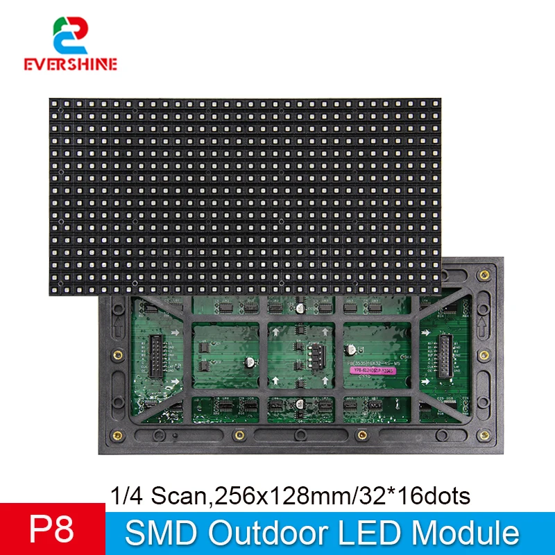 1/4 Scan Led Modules Outdoor Signs For P8 Full Color 3in1 Smd3535 Module Size 256x128mm