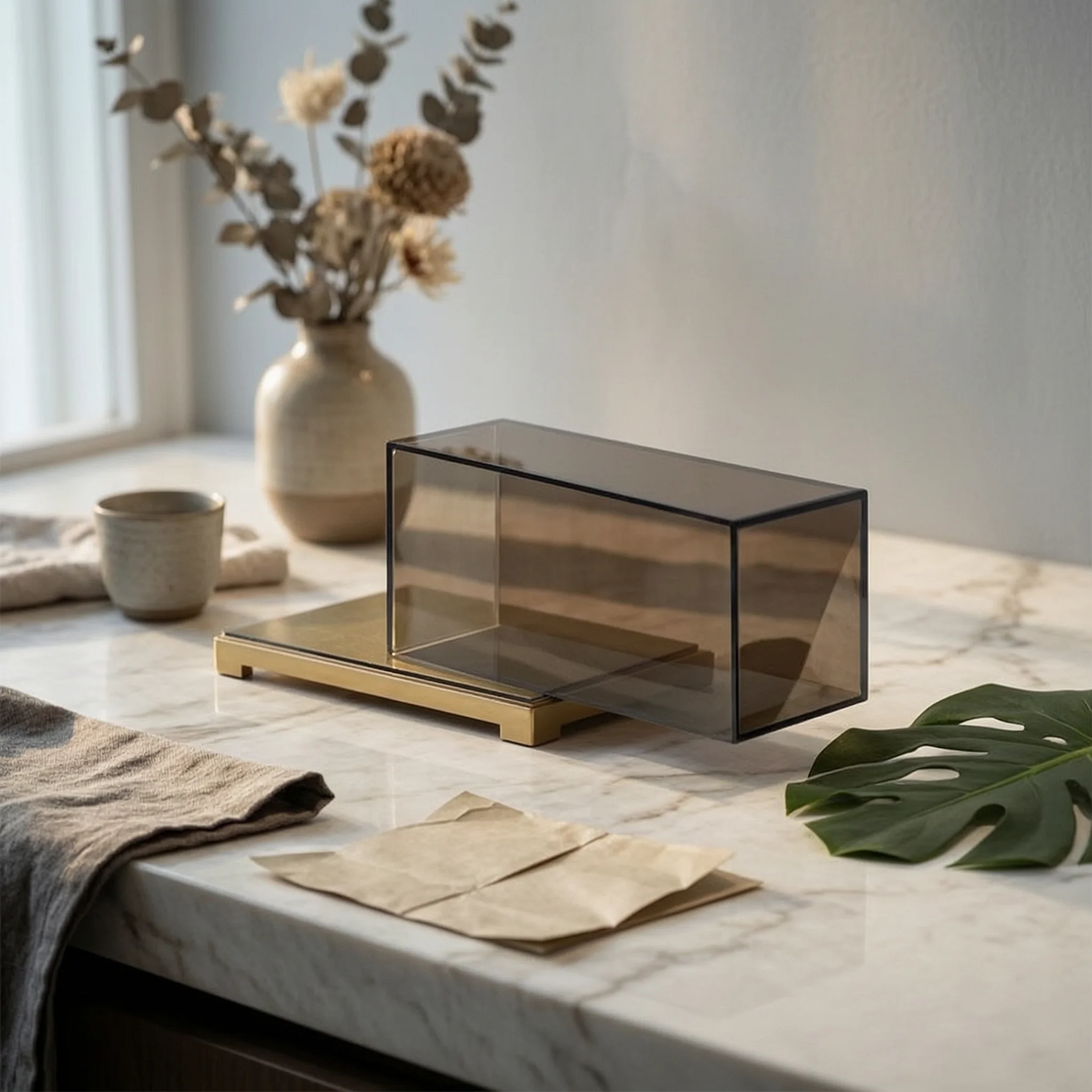 boite-de-presentation-en-acrylique-transparente-marron-vitrine-de-collection-avec-base-doree-article-de-rangement-ferme