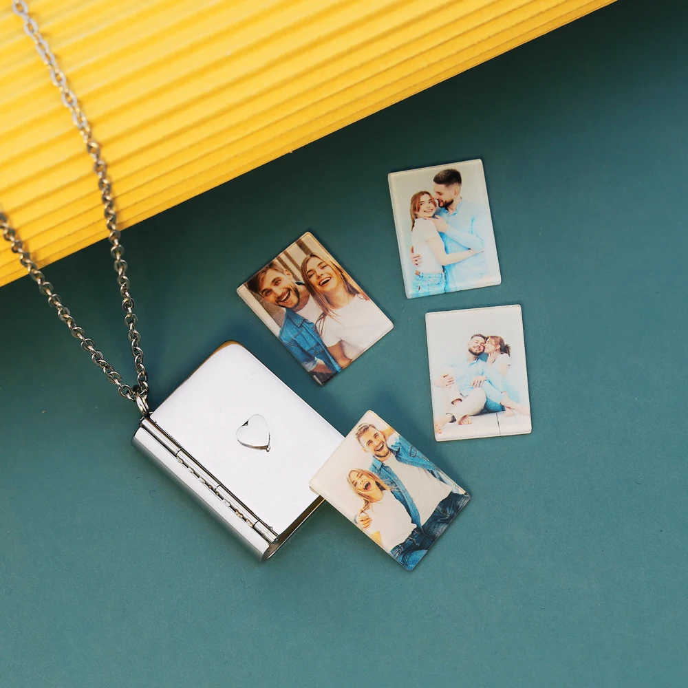 New Arrival Photo Album Pendant Necklace with 4 pictures Stainless Steel Necklace Personalized Jewelry Gift for Valentine's day