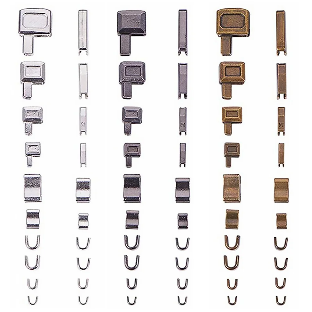 24 Sets Zipper Pull Keychain Accessories Head Retainer Bottom Plug Repair Kit Alloy Garment Stop Insertion Pin Clothes