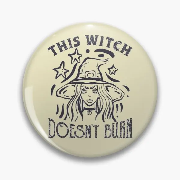 This Witch Does Not Burn Funny Feminist  Soft Button Pin Metal Badge Hat Women Collar Lover Cute Funny Gift Lapel Pin Cartoon