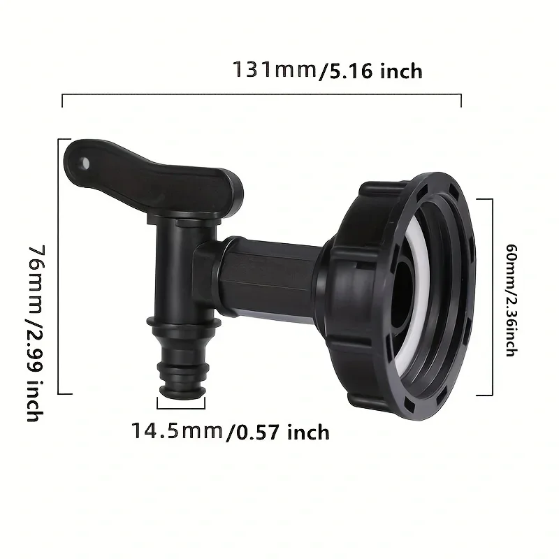 3/4” IBC Faucet Ton Barrel Valve S60 Center Transfer Cover Turn 6 Minutes 3/4 Black Pacifier Faucet garden accessories