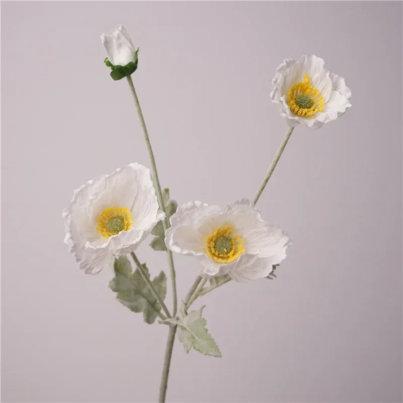 

5Pcs Moisturizing 4Heads Poppy Artificial Flowers Real Touch Poppies Wedding Flower Arrangement Home Decoration Party Floral