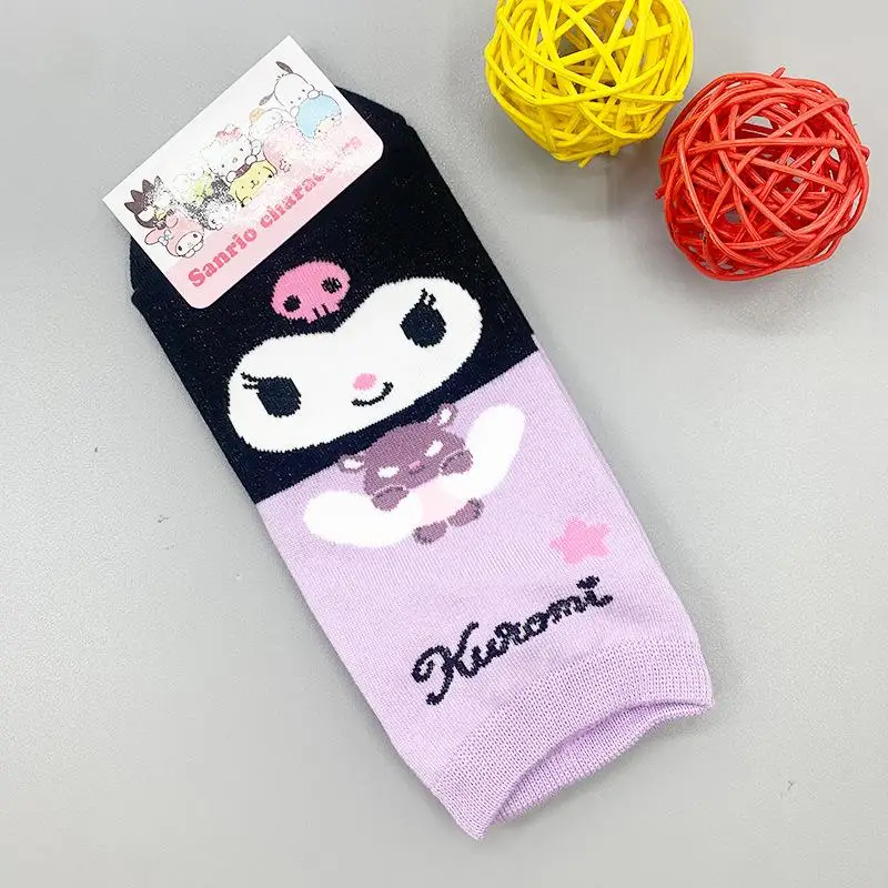 Calcetines Kawaii de algodón suave para niñas, Sanrio, Hellokitty, Kuromi, Mymelody, Cinnamoroll, Pochacco, pompurin, Gudetama, regalo de Anime