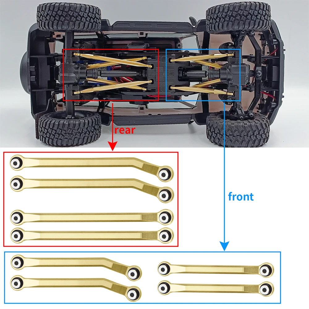 YEAHRUN Brass High Clearance podwozie linki i układ kierowniczy dodaje wagę do 1/18 zdalnie sterowany samochód gąsienicowy TRX4M części zamienne