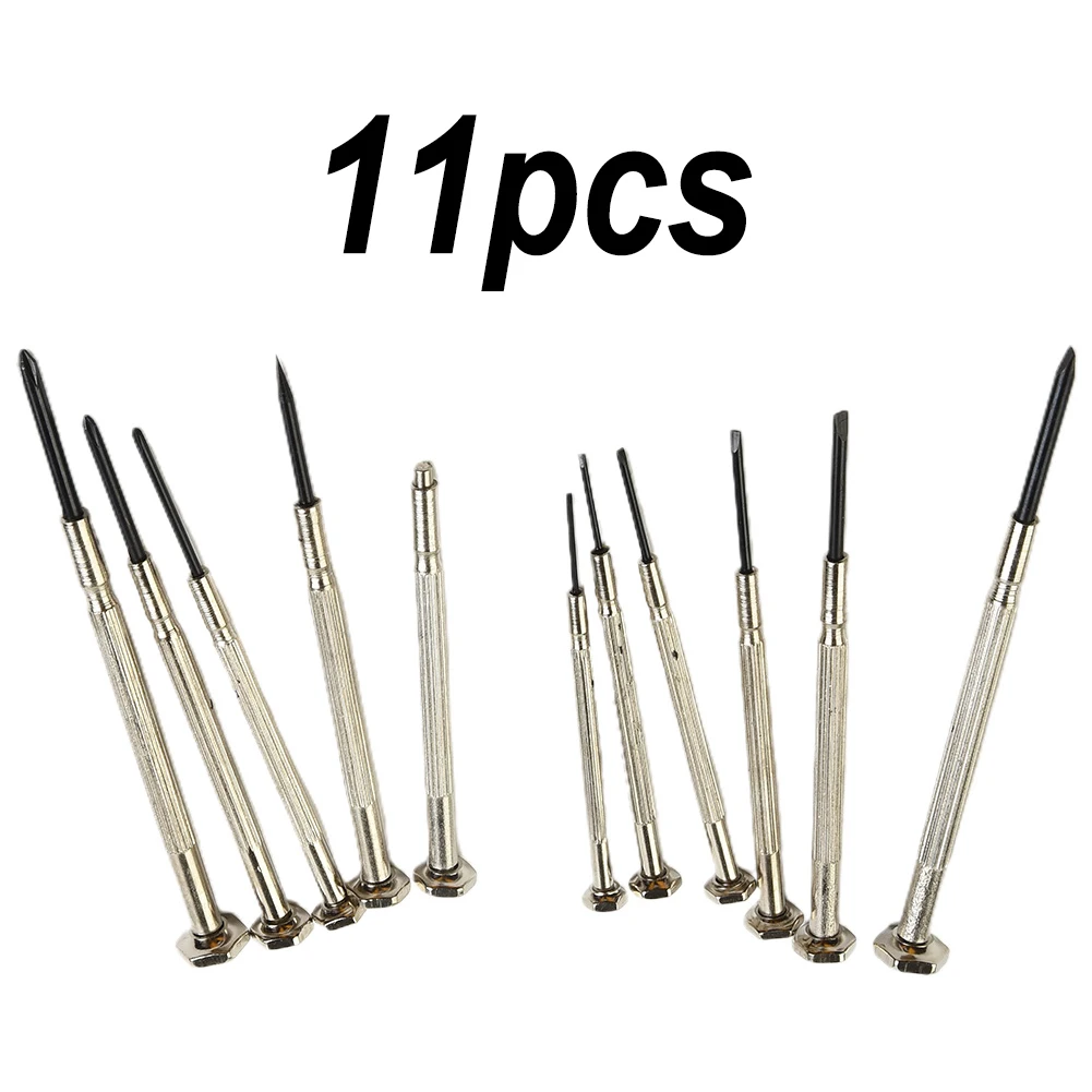 

11 Pcs Precision Screwdriver Set Cross Slotted Head For Watch Jewelry Glasses Electronic Screw Install Repairing Hand Tools
