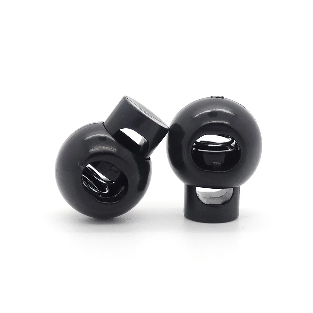 1000pcs/pack  Cord Lock Round Ball Toggle Stopper Plastic  Toggle Clip Black Widely For Bag Backpack/Clothing