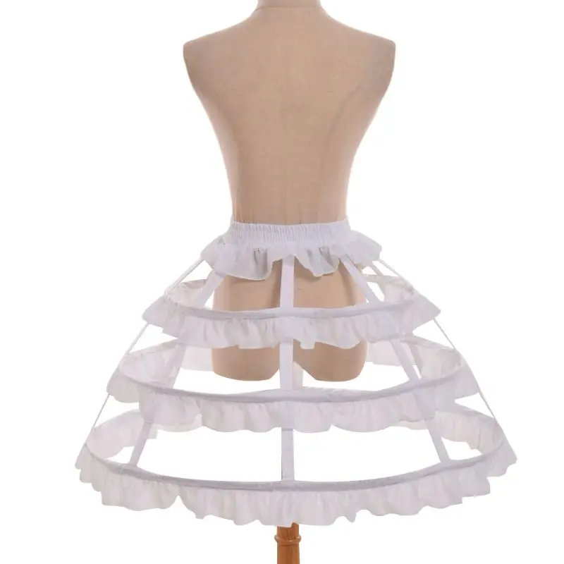 Lolita-falda de encaje de hoja de loto hueca para mujer y niña, enagua de hueso de pescado, jaula de pájaro, vestido de novia, Cosplay, nuevo