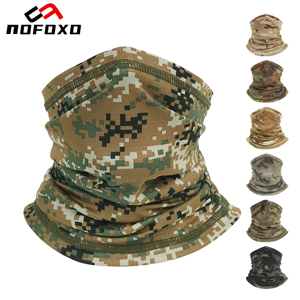 NOFOXO Summer Sports Neck Gaiter Bandana Face Mask Breathable Camouflage Scarf Outdoor Sport Face Cover Fishing Cycling Hiking