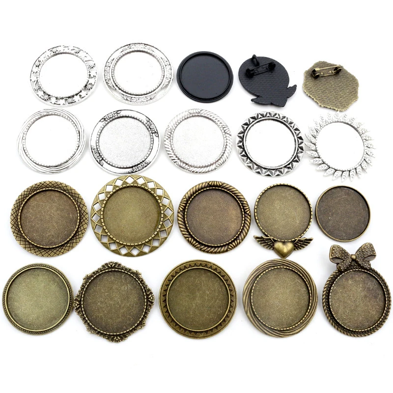 5 sztuk/partia 30mm wewnętrzna rozmiar czarny i antyczne posrebrzane i brązowe kolory broszka Pin whirlwind styl Cabochon baza ustawienie