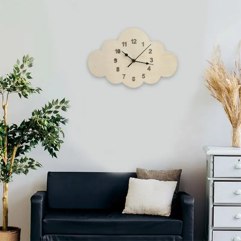 Đồng hồ tường trang nhã HX6C hình đám mây cho phòng trẻ và phòng khách