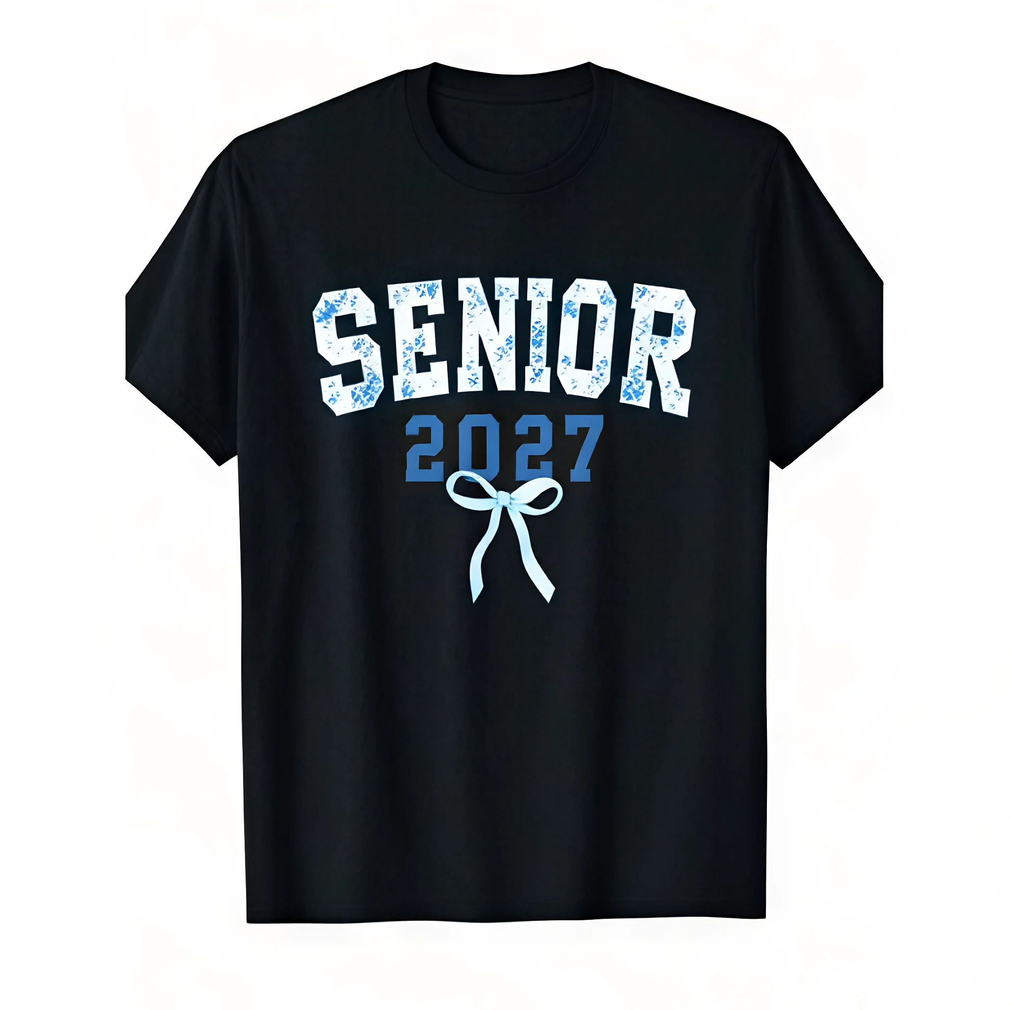 Class Of 2027 Senior T-Shirt, Coquette Bow Toile Floral Graduate Tee