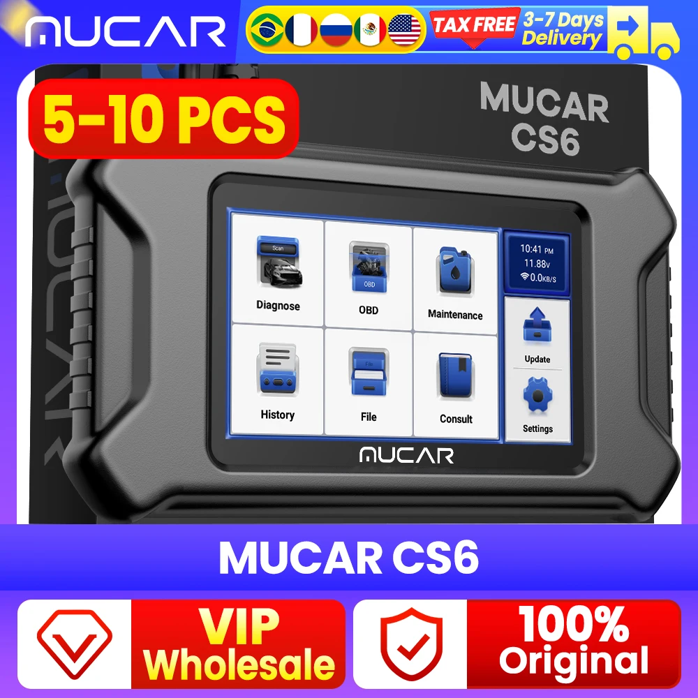 VIP Wholesale 5-10 PCS MUCAR CS6 6 System 7 Reset Lifetime Free OBD2 Scanner Car Diagnostic Tools Auto Diagnosis Tool Code Reade