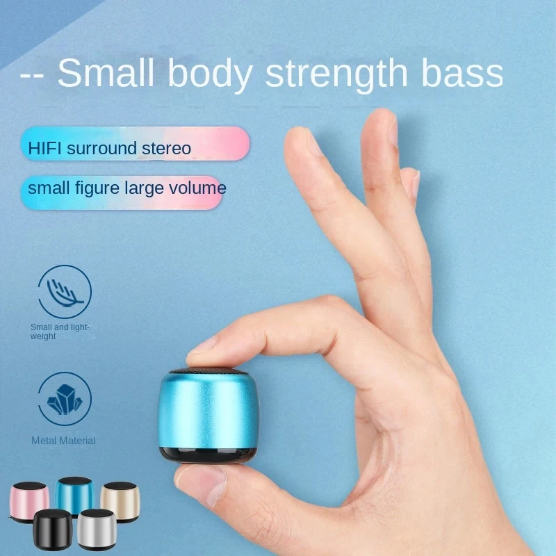 سماعة لاسلكية صغيرة تعمل بالبلوتوث المتكلم ثلاثية الأبعاد HIFI ستيريو مكبر الصوت المحمولة المعادن مشغل موسيقى الهاتف الكمبيوتر المدمج في ميكروفون