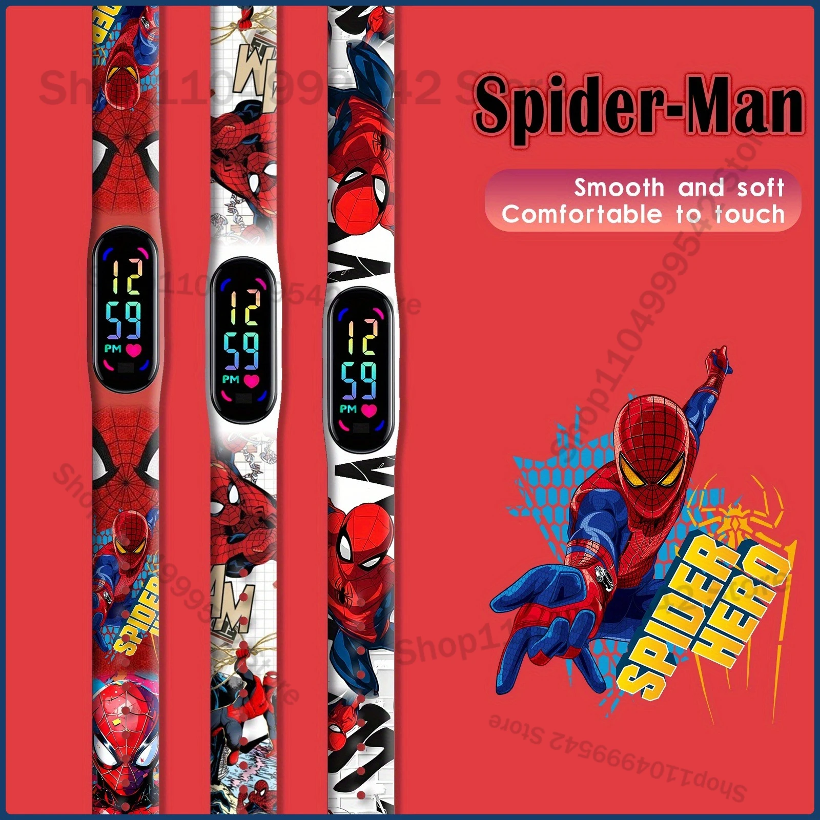 MINISO Spiderman Kid's Watches Men Sport Wristband Bracelet Waterproof Children Digital Watch Boys LED Clock Gift