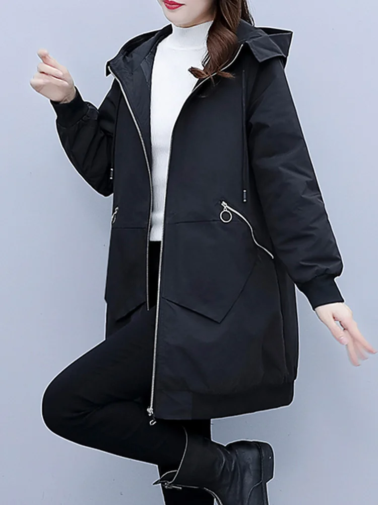 plus Size Women's Cotton Jacket Mid-Length Spring New Style Comfortable Cotton Clothes for Heavy Girls Korean Style Coat