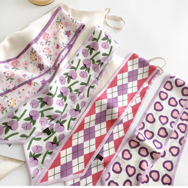 Accessoires pour cheveux en satin vintage, bande de cheveux, ruban noué, long nœud, série de documents nus violets, haute qualité, injplanchers f