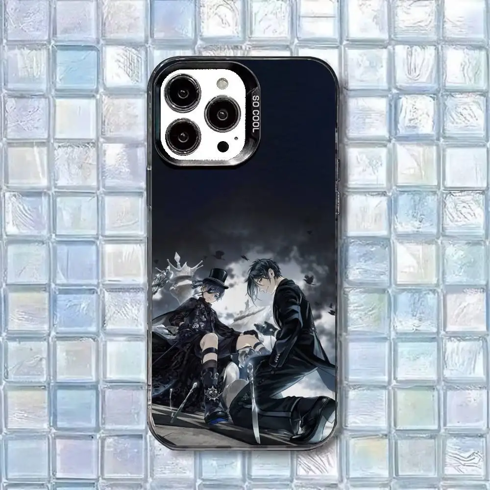 Casing Ponsel Anime Hitam B-ButlerS Untuk iPhone17,16,15,14,13,12,11 Plus,Pro Max Putih Matte Tahan Banting