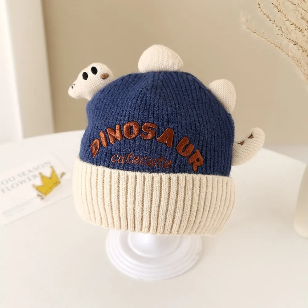 

Fashion Cute Cartoon Dinosaur Kid Pullover Hat Windproof Cold Proof Ear Protection Hat Warm Thickned Knitted Hat Winter
